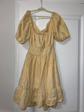 Yellow Puff Sleeve Mini Dress